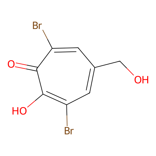3,7-Dibromo-2-hydroxy-5-hydroxymethyl-2,4,6-cycloheptatrien-1-one structure
