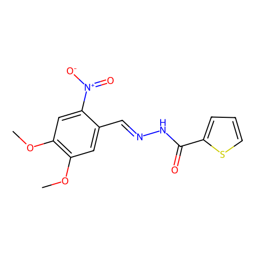 N'-(4,5-dimethoxy-2-nitrobenzylidene)-2-thiophenecarbohydrazide structure