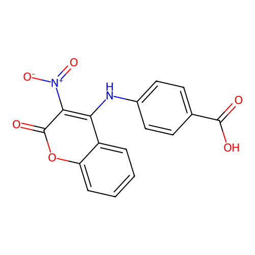 4-[(3-Nitro-2-oxochromen-4-yl)amino]benzoic acid structure