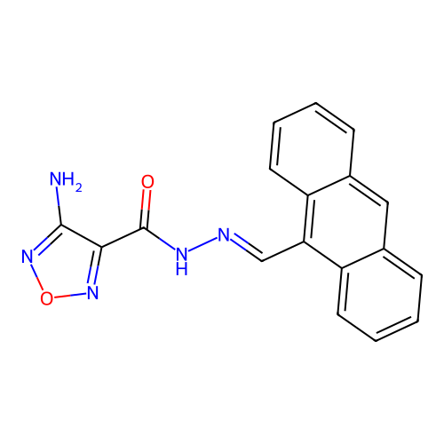 4-amino-N'-(9-anthrylmethylene)-1,2,5-oxadiazole-3-carbohydrazide structure