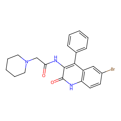 N-(6-bromo-2-oxo-4-phenyl-1,2-dihydroquinolin-3-yl)-2-(piperidin-1-yl)acetamide structure