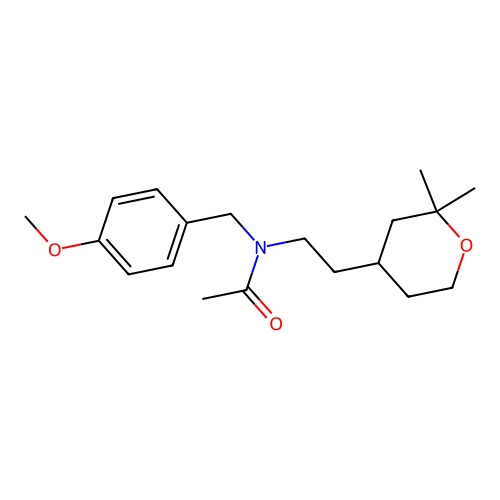 N-[2-(2,2-dimethyltetrahydro-2H-pyran-4-yl)ethyl]-N-(4-methoxybenzyl)acetamide structure