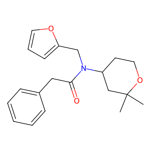 N-(2,2-dimethyltetrahydro-2H-pyran-4-yl)-N-(furan-2-ylmethyl)-2-phenylacetamide structure