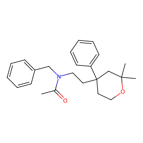 N-benzyl-N-[2-(2,2-dimethyl-4-phenyloxan-4-yl)ethyl]acetamide structure