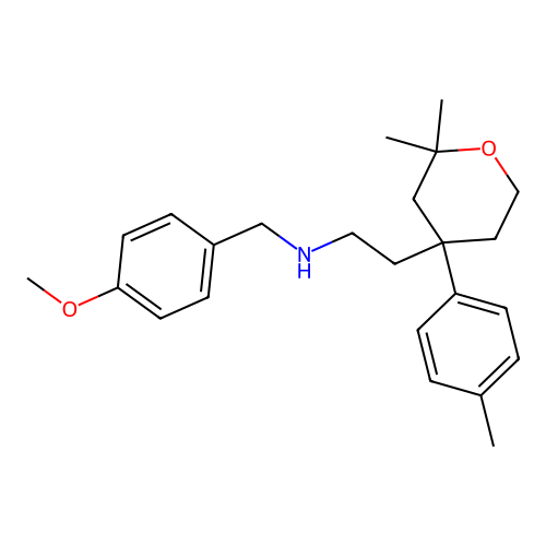 2-[2,2-dimethyl-4-(4-methylphenyl)oxan-4-yl]-N-[(4-methoxyphenyl)methyl]ethanamine structure