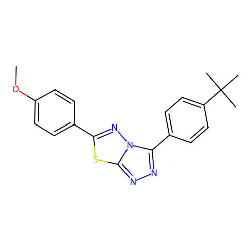 3-(4-tert-butylphenyl)-6-(4-methoxyphenyl)-[1,2,4]triazolo[3,4-b][1,3,4]thiadiazole structure