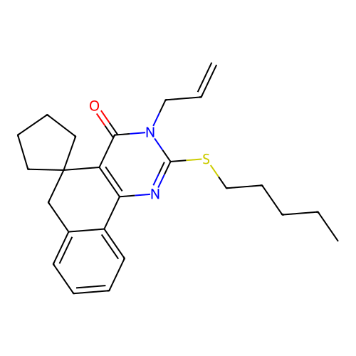 3-allyl-2-(pentylthio)-3H-spiro[benzo[h]quinazoline-5,1'-cyclopentan]-4(6H)-one structure
