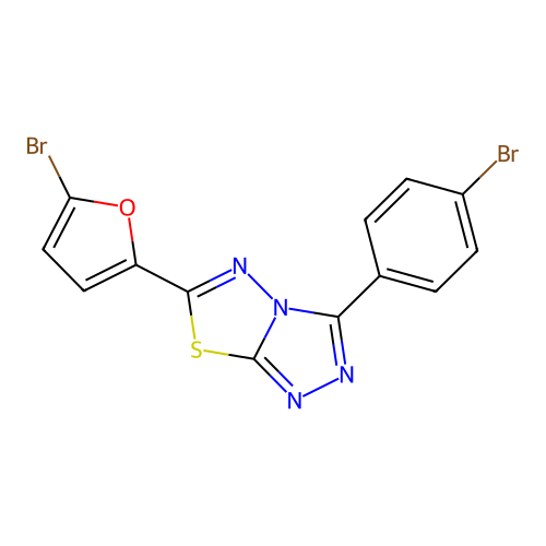 6-(5-Bromofuran-2-yl)-3-(4-bromophenyl)-[1,2,4]triazolo[3,4-b][1,3,4]thiadiazole structure