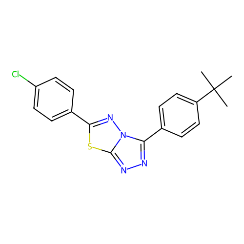 3-(4-(tert-butyl)phenyl)-6-(4-chlorophenyl)-[1,2,4]triazolo[3,4-b][1,3,4]thiadiazole structure