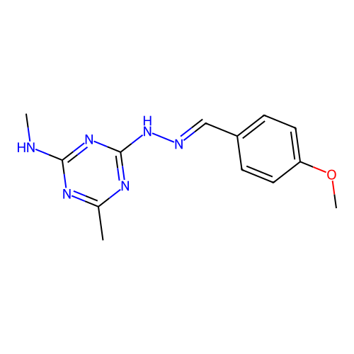 4-[(2E)-2-(4-methoxybenzylidene)hydrazinyl]-N,6-dimethyl-1,3,5-triazin-2-amine structure