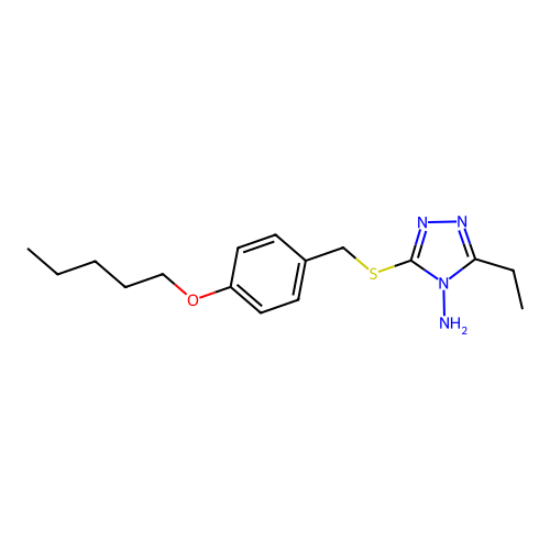 3-Ethyl-5-[(4-pentyloxyphenyl)methylthio]-1,2,4-triazole-4-ylamine structure