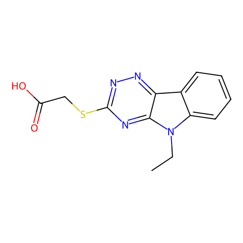 [(5-ethyl-5H-[1,2,4]triazino[5,6-b]indol-3-yl)thio]acetic acid structure