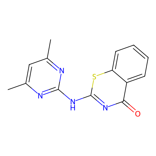 2-[(4,6-Dimethylpyrimidin-2-yl)amino]-1,3-benzothiazin-4-one structure
