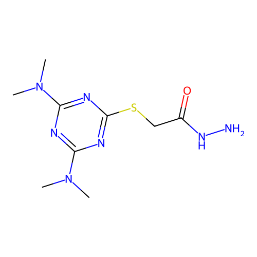 2-{[4,6-Bis(dimethylamino)-1,3,5-triazin-2-yl]sulfanyl}acetohydrazide structure