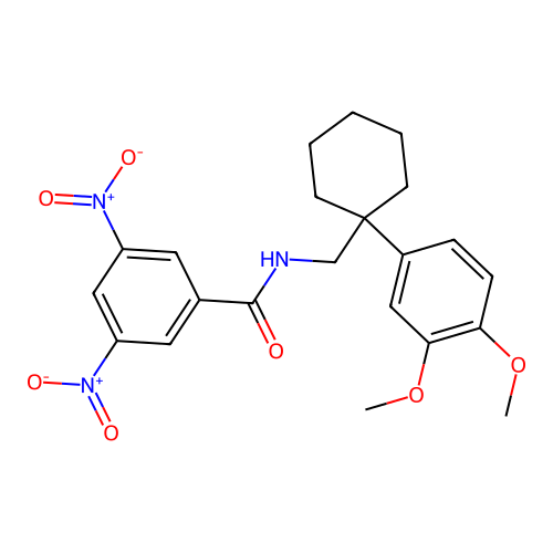 N-((1-(3,4-dimethoxyphenyl)cyclohexyl)methyl)-3,5-dinitrobenzamide structure
