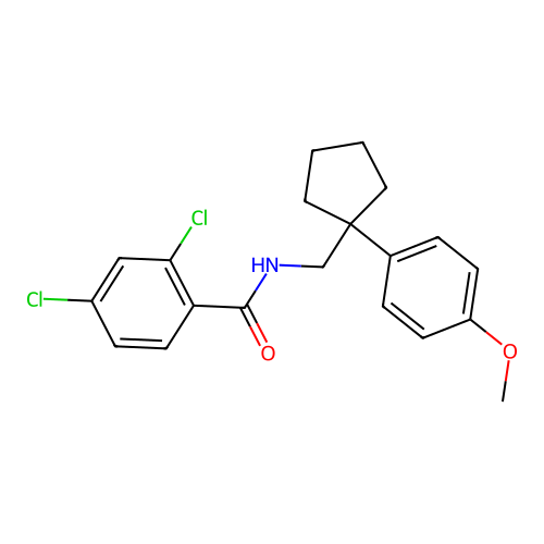 2,4-dichloro-N-((1-(4-methoxyphenyl)cyclopentyl)methyl)benzamide structure