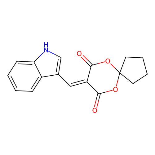 8-(1H-indol-3-ylmethylidene)-6,10-dioxaspiro[4.5]decane-7,9-dione structure