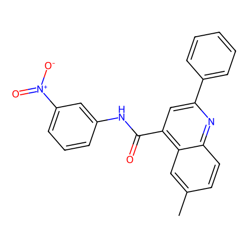 6-methyl-N-(3-nitrophenyl)-2-phenylquinoline-4-carboxamide structure
