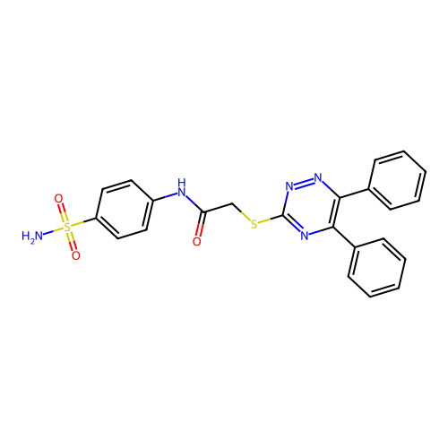 N-(4-(Aminosulfonyl)phenyl)-2-((5,6-diphenyl-1,2,4-triazin-3-YL)thio)acetamide structure