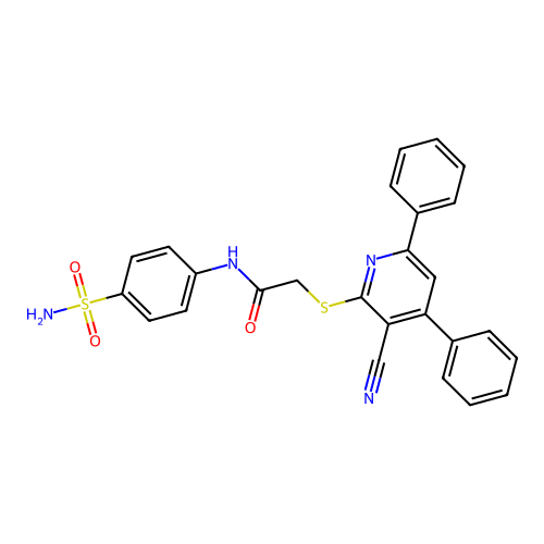 2-[(3-cyano-4,6-diphenylpyridin-2-yl)sulfanyl]-N-(4-sulfamoylphenyl)acetamide structure
