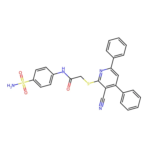 2-[(3-氰基-4,6-二苯基吡啶-2-基)硫基]-N-(4-磺酰胺基苯基)乙酰胺 structure