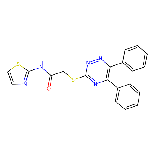2-[(5,6-diphenyl-1,2,4-triazin-3-yl)sulfanyl]-N-(1,3-thiazol-2-yl)acetamide structure