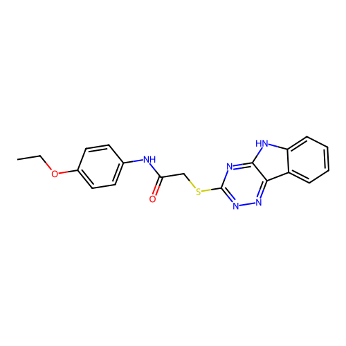 2-((5H-[1,2,4]Triazino[5,6-b]indol-3-yl)thio)-N-(4-ethoxyphenyl)acetamide structure