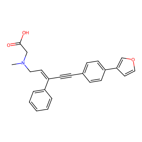 N-(5-(4-(3-Furyl)phenyl)-3-phenyl-2-penten-4-YN-1-YL)sarcosine structure