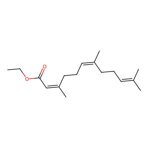 Ethyl 3,7,11-trimethyldodeca-2,6,10-trienoate structure