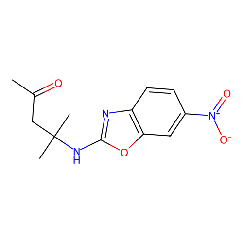 4-Methyl-4-[(6-nitro-1,3-benzoxazol-2-yl)amino]pentan-2-one structure