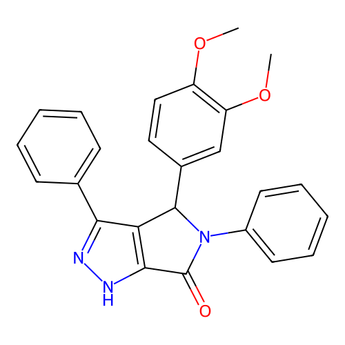 4-(3,4-dimethoxyphenyl)-3,5-diphenyl-4,5-dihydropyrrolo[3,4-c]pyrazol-6(1H)-one structure