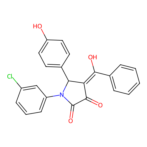 (4E)-1-(3-chlorophenyl)-5-(4-hydroxyphenyl)-4-[hydroxy(phenyl)methylidene]pyrrolidine-2,3-dione structure