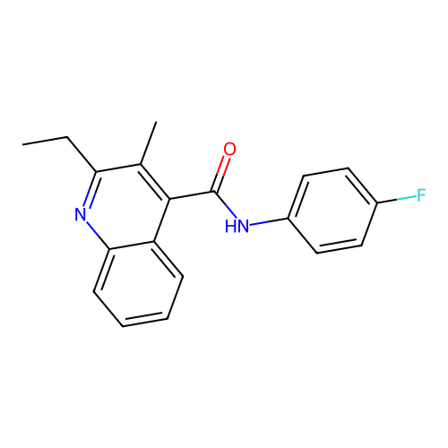 2-ethyl-N-(4-fluorophenyl)-3-methylquinoline-4-carboxamide structure
