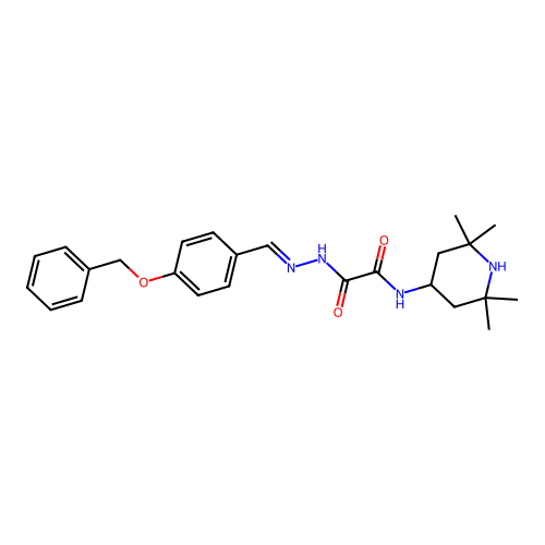 2-{(2E)-2-[4-(benzyloxy)benzylidene]hydrazinyl}-2-oxo-N-(2,2,6,6-tetramethylpiperidin-4-yl)acetamide structure