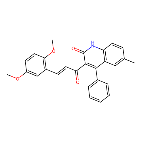 (E)-3-(3-(2,5-dimethoxyphenyl)acryloyl)-6-methyl-4-phenylquinolin-2(1H)-one structure