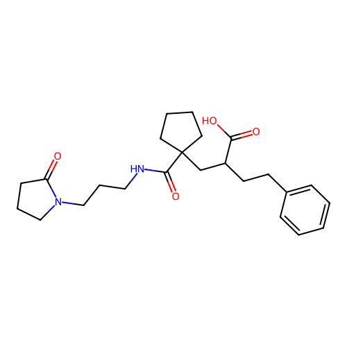 2-[[1-[[[3-(2-Oxo-1-pyrrolidinyl)propyl]amino]carbonyl]cyclopentyl]methyl]-4-phenylbutanoic acid structure