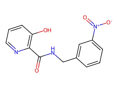 3-hydroxy-N-[(3-nitrophenyl)methyl]pyridine-2-carboxamide structure