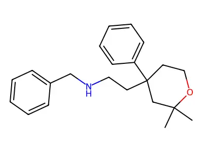 Tetrahydro-2,2-dimethyl-4-phenyl-N-(phenylmethyl)-2H-pyran-4-ethanamine structure