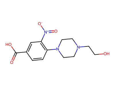 4-[4-(2-Hydroxyethyl)-1-piperazinyl]-3-nitrobenzoic acid structure