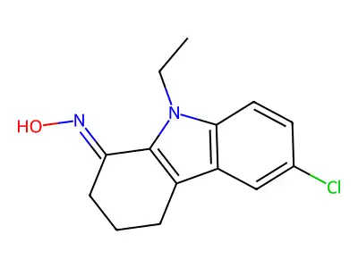 (NE)-N-(6-chloro-9-ethyl-3,4-dihydro-2H-carbazol-1-ylidene)hydroxylamine structure
