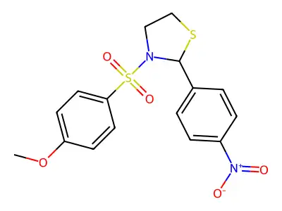 3-(4-Methoxy-benzenesulfonyl)-2-(4-nitro-phenyl)-thiazolidine structure