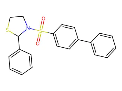 3-([1,1'-Biphenyl]-4-ylsulfonyl)-2-phenylthiazolidine structure