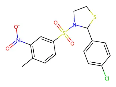 2-(4-Chloro-phenyl)-3-(4-methyl-3-nitro-benzenesulfonyl)-thiazolidine structure