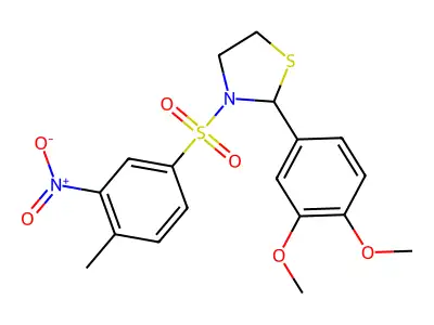 2-(3,4-Dimethoxyphenyl)-3-((4-methyl-3-nitrophenyl)sulfonyl)thiazolidine structure