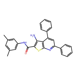 3-amino-N-(3,5-dimethylphenyl)-4,6-diphenylthieno[2,3-b]pyridine-2-carboxamide structure