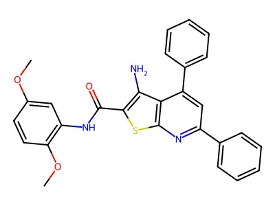 3-amino-N-(2,5-dimethoxyphenyl)-4,6-diphenylthieno[2,3-b]pyridine-2-carboxamide structure
