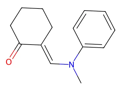 (2E)-2-[(N-methylanilino)methylidene]cyclohexan-1-one structure