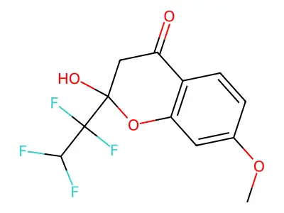 2-hydroxy-7-methoxy-2-(1,1,2,2-tetrafluoroethyl)-3H-chromen-4-one structure
