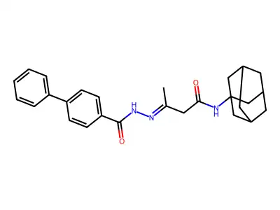 N-[(E)-[4-(1-adamantylamino)-4-oxobutan-2-ylidene]amino]-4-phenylbenzamide structure