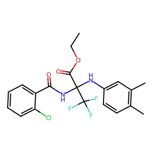 Ethyl 2-[(2-chlorobenzoyl)amino]-2-(3,4-dimethylanilino)-3,3,3-trifluoropropanoate structure